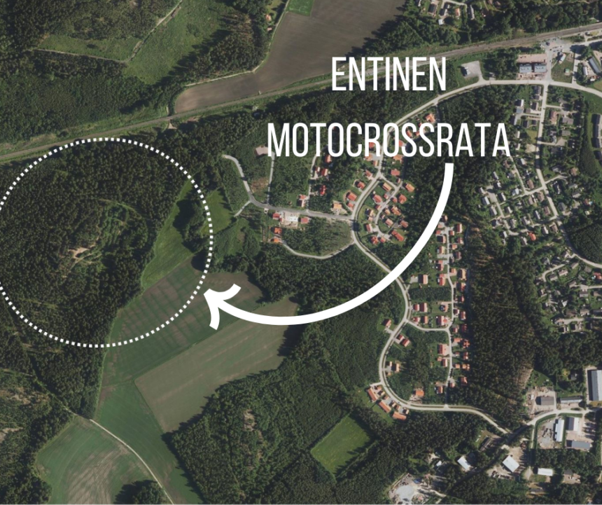 Ilmakuva Siuntion vanhasta motocross radasta.